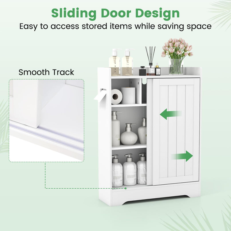 Giantex Bathroom Floor Cabinet w/2 Sliding Doors & Adjustable Shelves