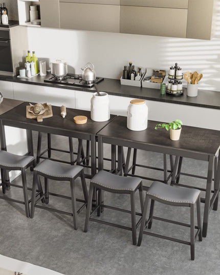 Giantex Dining Table Set for 4, Kitchen Counter Height Table w/ 4 Stools (Black)