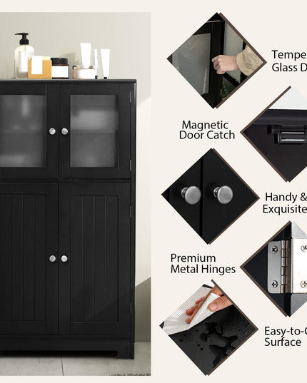 Giantex Storage Cabinet with Doors - Bathroom Floor Cabinet, Freestanding Tall Cabinet