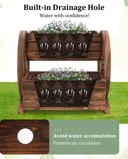 Jardinière en Bois Giantex en Forme de Chariot pour Fleurs, Herbes et Légumes