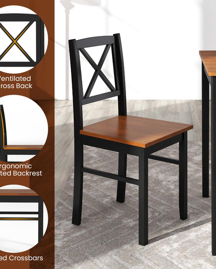 Giantex 5 Piece Dining Table Set for 4 with Rubber Wood Legs