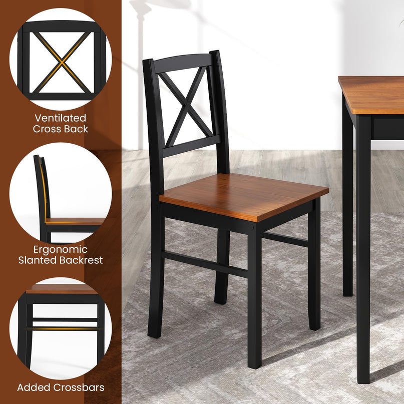 Giantex 5 Piece Dining Table Set for 4 with Rubber Wood Legs