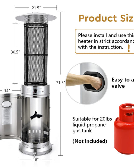 Giantex Outdoor Propane Patio Heaters Floor-Standing Round W/Dancing Flame