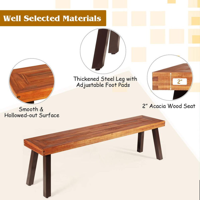 Giantex Outdoor Bench Acacia Wood Patio Seating