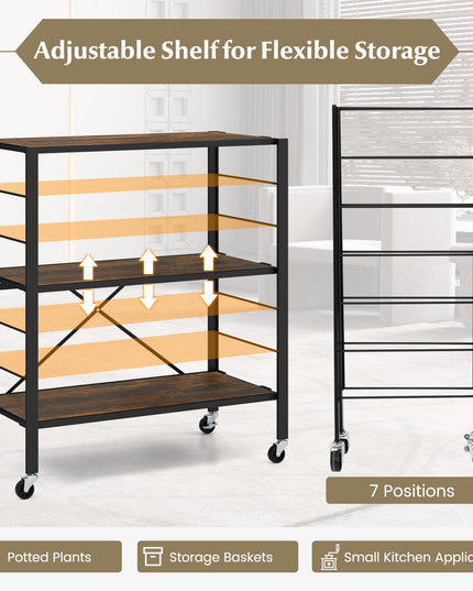 Giantex Folding Bookshelf with Wheels