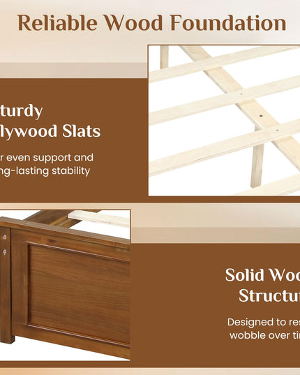 Giantex Wood Full/Twin/Queen Size Bed Frame w/Wooden Slat Support Mattress Foundation