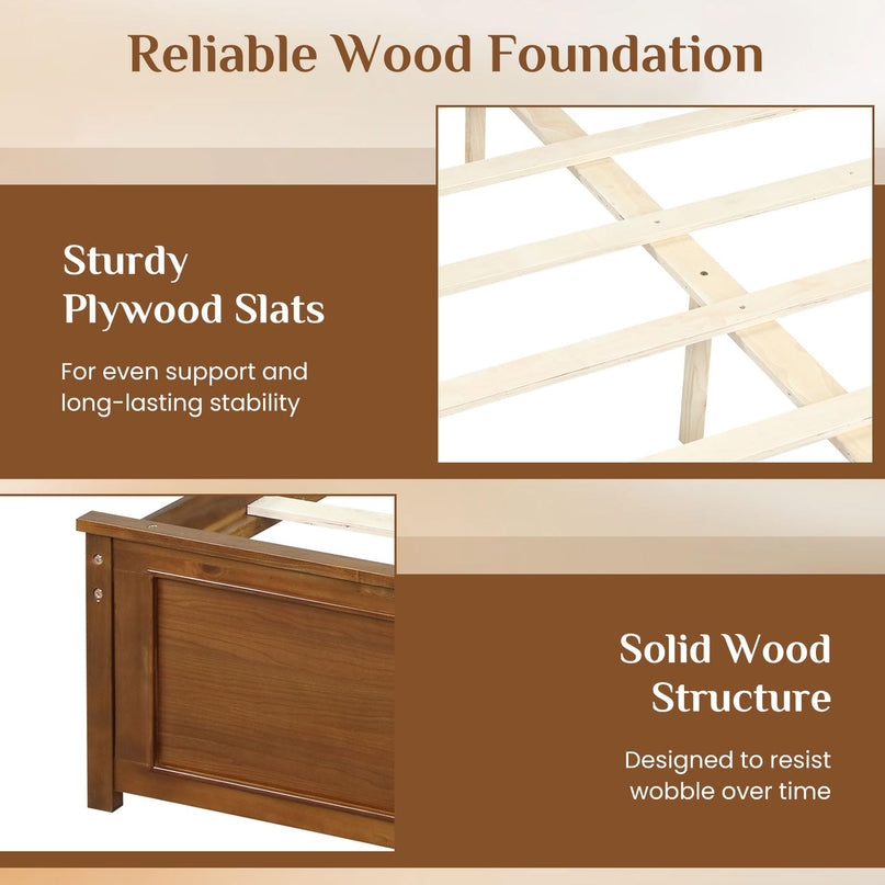 Giantex Wood Full/Twin/Queen Size Bed Frame w/Wooden Slat Support Mattress Foundation