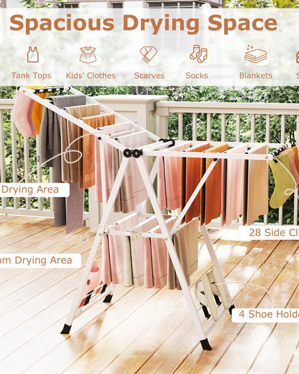 Giantex Clothes Drying Rack Foldable Metal Laundry Drying Rack（ 55.5"L x 39"-58"H）