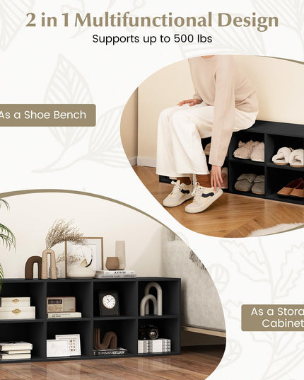 Giantex Shoe Bench 8 Cubes, 40" Entryway Bench with Storage