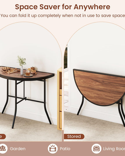 Giantex Half Round Folding Table Half Moon Dining Table