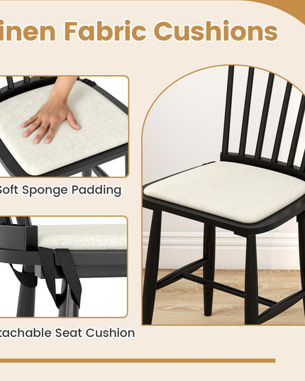 Giantex Windsor Dining Chairs Set of 2/4 w/Spindle Back & Removable Seat Cushion