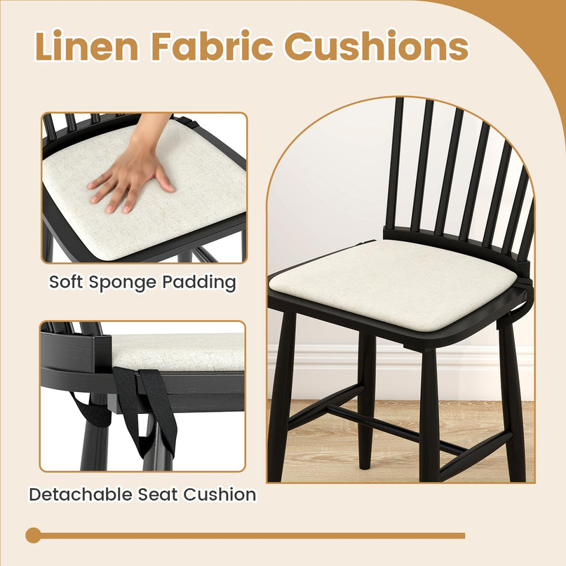 Giantex Windsor Dining Chairs Set of 2/4 w/Spindle Back & Removable Seat Cushion