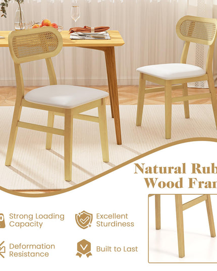 Giantex PVC Leather Upholstered Kitchen Chairs w/Breathable Mesh Cane Backrest