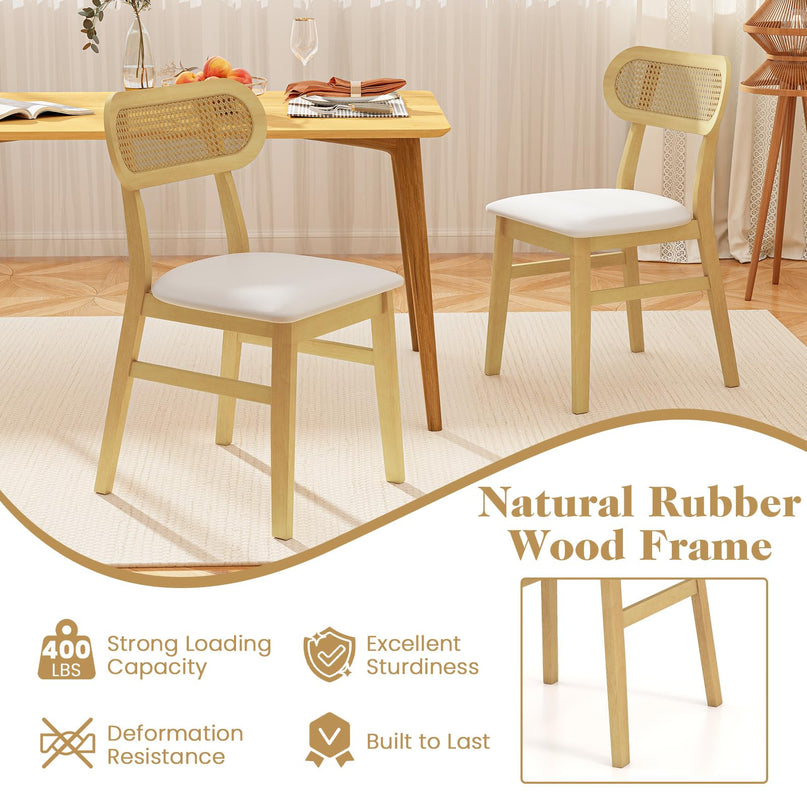 Giantex PVC Leather Upholstered Kitchen Chairs w/Breathable Mesh Cane Backrest