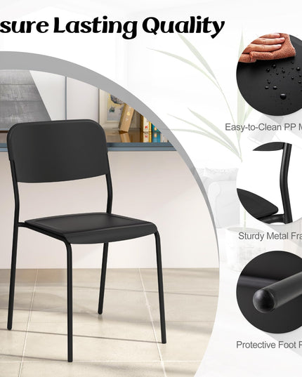 Giantex Metal Dining Chairs Set of 4, Stackable Lightweight Kitchen Chairs w/Tilted Backrest & Sturdy Metal Legs