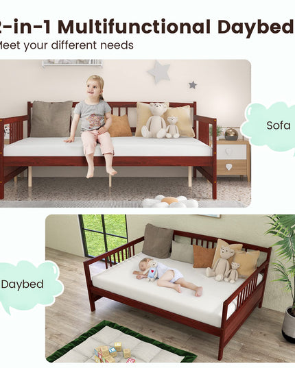 Giantex Full Size Daybed, Wooden Daybed Sofa Bed Frame with Wood Slat Support for Kids Teens (Full)