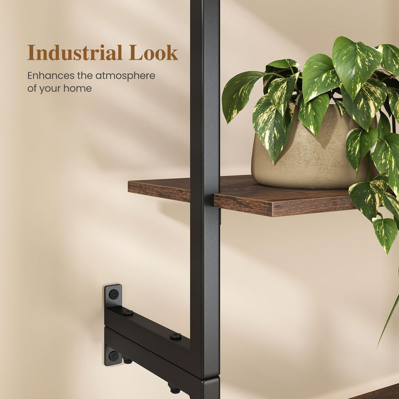 GIANTEX Ladder Shelf | 6-Tier Wall Mounted Bookshelf with Metal Frame (1/2)