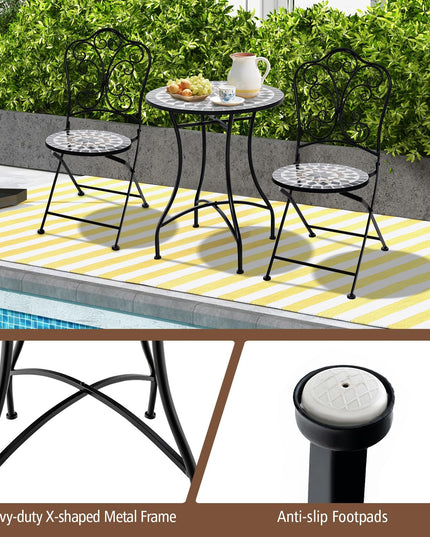 Giantex 24 Inch Patio Bistro Table, Mosaic Round Table w/Ceramic Tile Tabletop