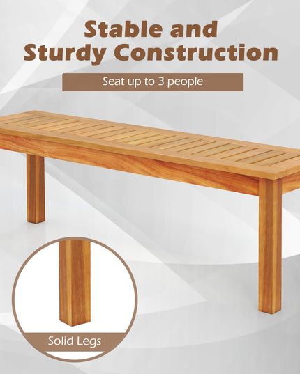 Giantex Acacia Wood Outdoor Bench with Slatted Seat and Solid Wood Legs
