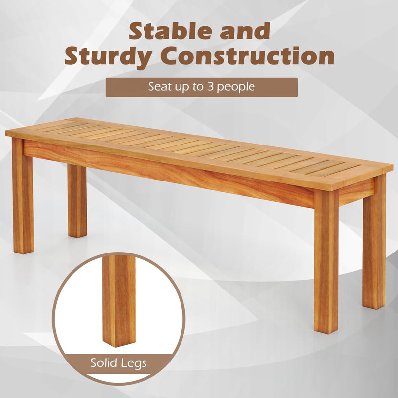 Giantex Acacia Wood Outdoor Bench with Slatted Seat and Solid Wood Legs