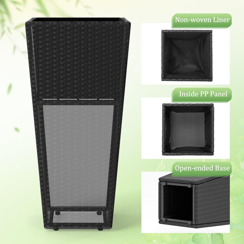 Giantex Set of 2 Outdoor Wicker Flower Pot for Front Porch Balcony Entryway