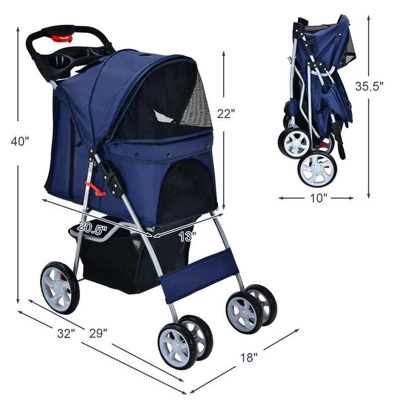 Pet Stroller for Small Medium Dogs Cats Puppy - Giantex