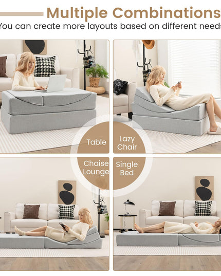 4-in-1 Floor Futon Sleeper Chair with High-Density Foam - Giantex