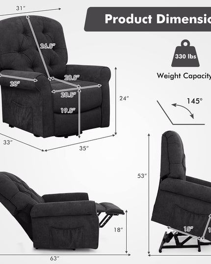 Giantex Power Lift Chair Electric Recliner for Elderly, Adjustable Backrest Footrest