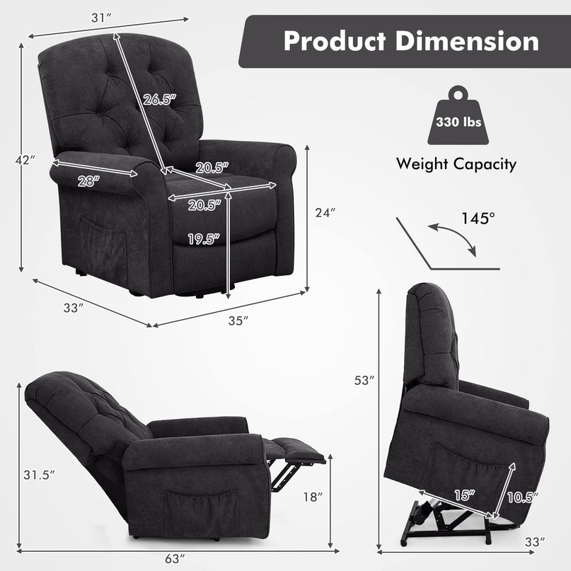 Giantex Power Lift Chair Electric Recliner for Elderly, Adjustable Backrest Footrest