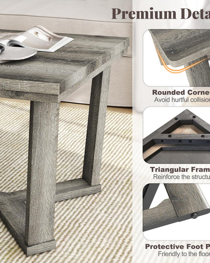 Giantex Farmhouse Wood Coffee Table for Reception Office