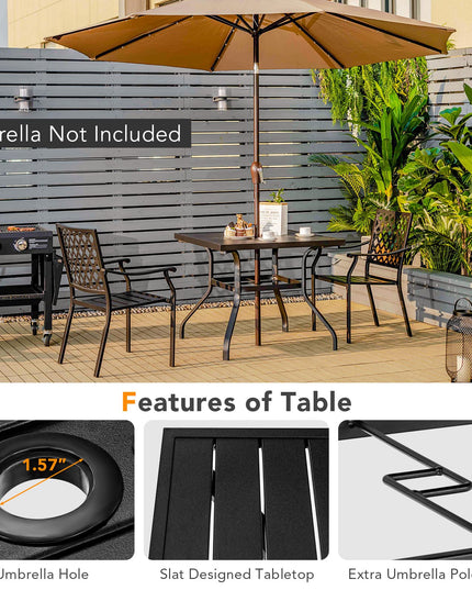 Giantex 3 Pieces Outdoor Dining Set, Patio Table & 2 Stackable Chairs, Outside Dining Furniture