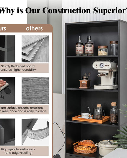 74" Tall 4-Tier Bookcase - Giantex