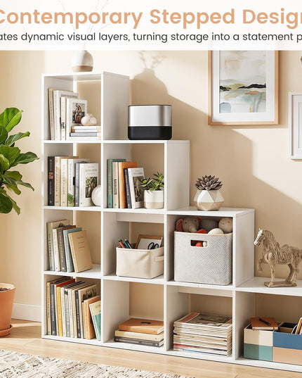 Giantex 51" Wooden 10-Cube Stepped Bookcase for Living Room