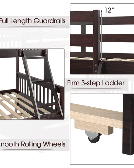 Twin Over Full Bunk Bed with Trundle - Giantex