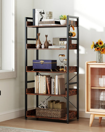 Giantex 5 Tier Bookshelf with 4 Hooks Set of 2 for Living Room