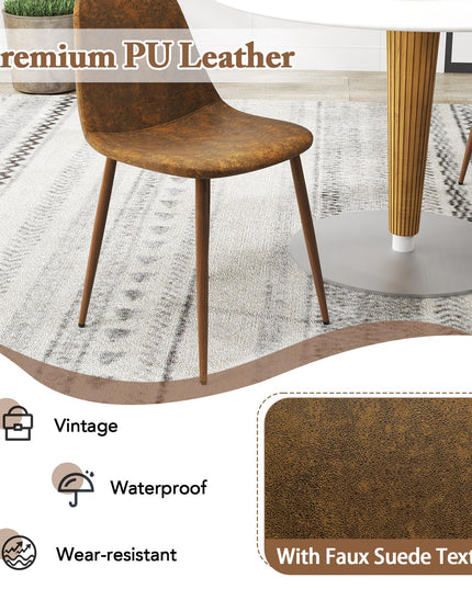 Giantex Upholstered Dining Chairs Set of 4 | Mid-Century Modern Leisure Armless Chairs