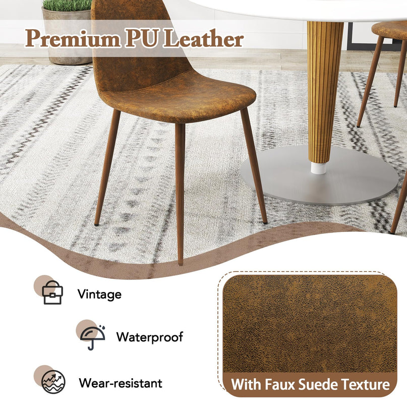 Giantex Upholstered Dining Chairs Set of 4 | Mid-Century Modern Leisure Armless Chairs