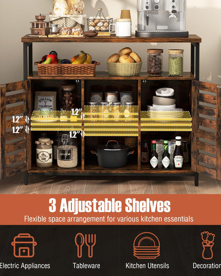 Giantex Buffet Cabinet, Kitchen Sideboard with 2 Storage Cupboards, Open Shelves, 2 Cubes, Anti-Tipping Kits