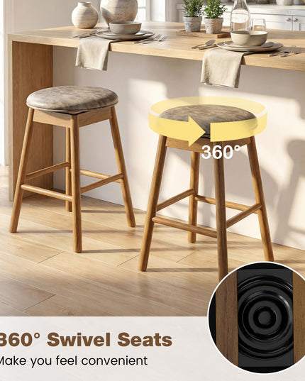 Giantex Tabourets de comptoir sans dossier de 25" avec siège rembourré en cuir PU (Lot de 2/4)