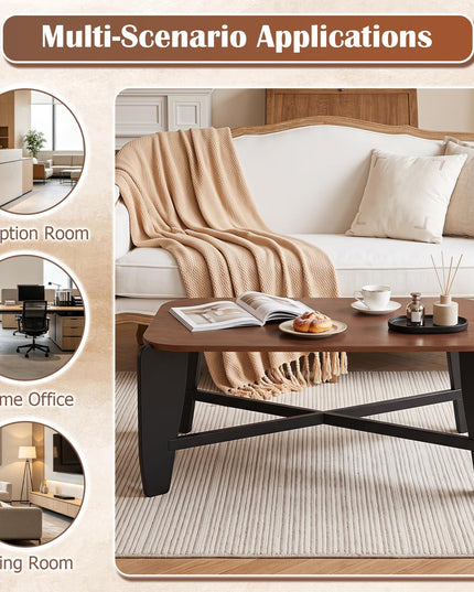 GIANTEX Wood Coffee Table 35.5" Center Table for Living Room