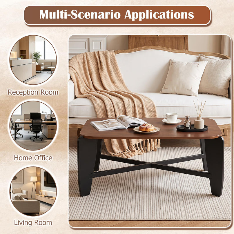 GIANTEX Wood Coffee Table 35.5" Center Table for Living Room