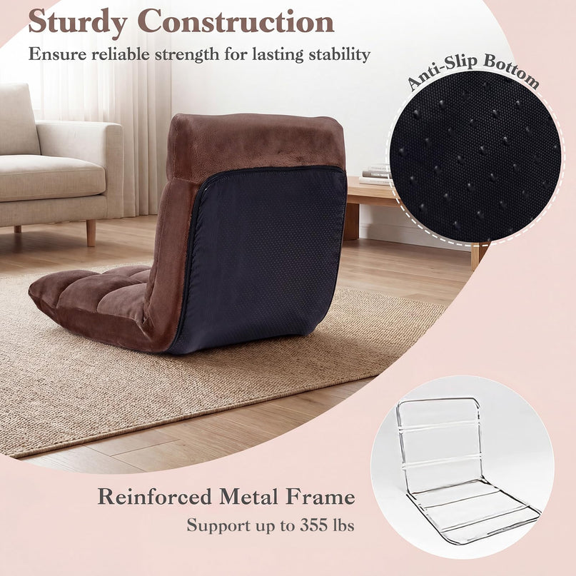 Giantex Folding Floor Chair with Back Support 14 Adjustable Position