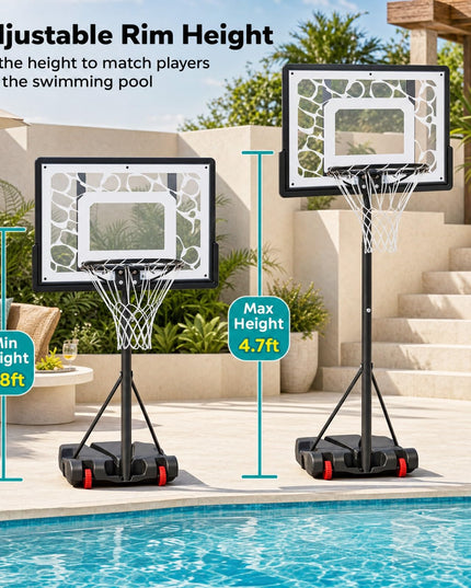 Giantex Pool Basketball Hoop Poolside with LED Solar Lights