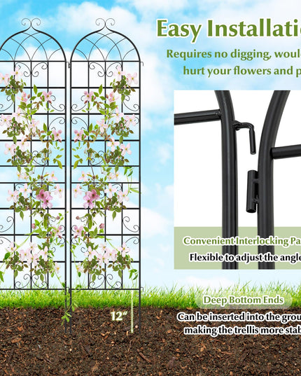 Giantex 86"x20" Metal Garden Trellis for Outdoor Climbing Plants(2/4 Packs)