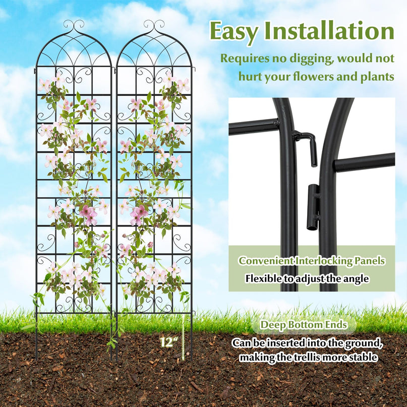 Treillis de jardin en métal Giantex 86"x20" pour plantes grimpantes d'extérieur (lot de 2/4)