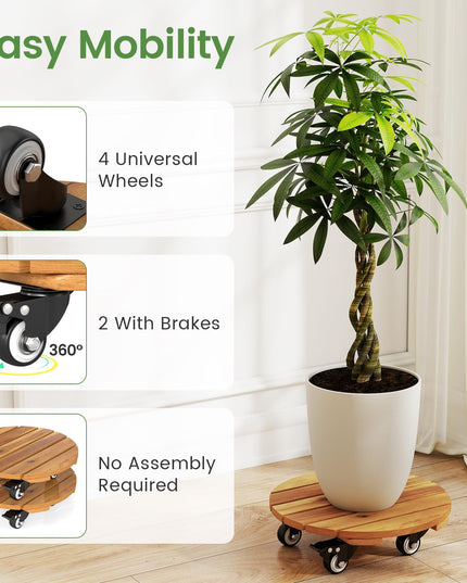 Giantex 2/4 Pcs Plant Caddy with Wheels