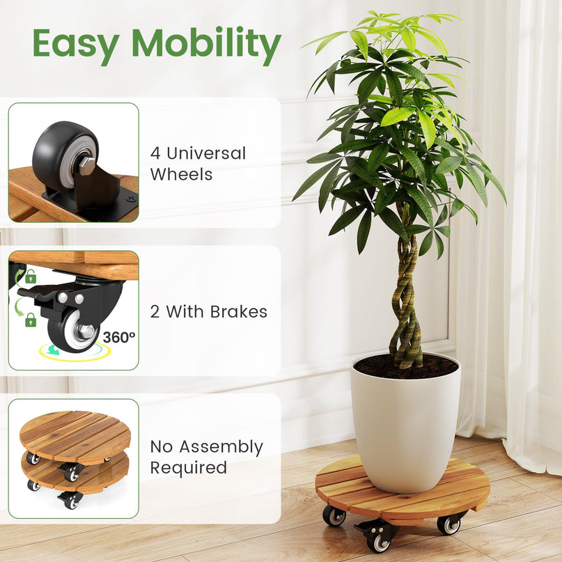 Giantex 2/4 Pcs Plant Caddy with Wheels
