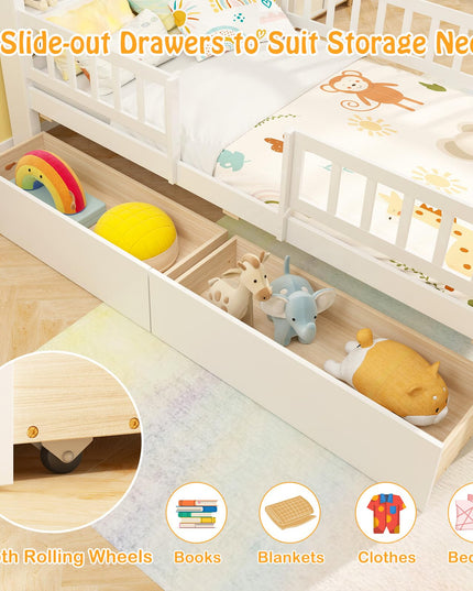Giantex Twin House Bed with 2 Storage Drawers
