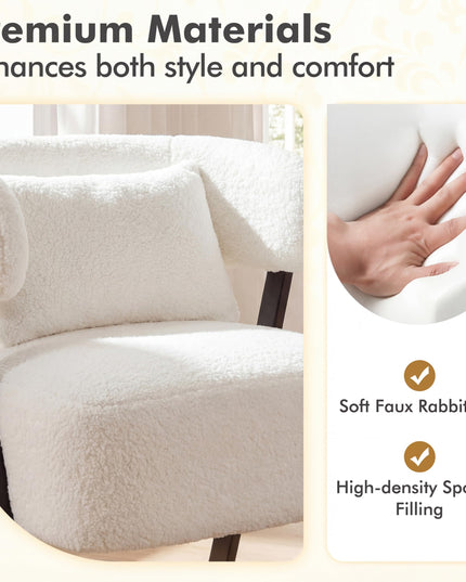 Fauteuil d'appoint en forme de tonneau Giantex avec revêtement en fausse fourrure de lapin (1/2)