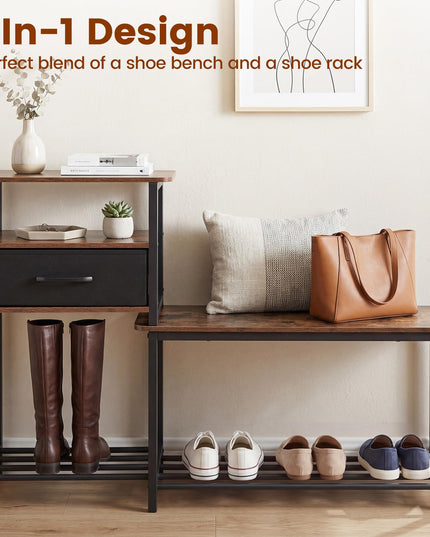 Giantex 3-Tier Shoe Storage Bench with Drawer & Metal Frame